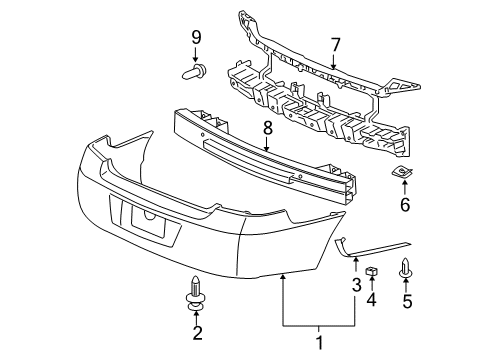 2015 Chevrolet Impala Limited Rear Bumper Bumper Cover Nut Diagram for 15042820