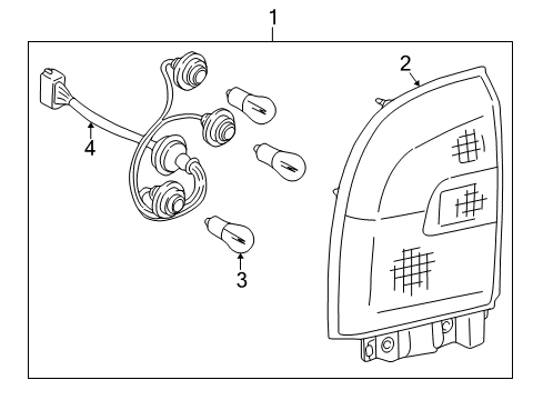 1996 Toyota RAV4 Bulbs Tail Lamp Assembly Diagram for 81550-42030