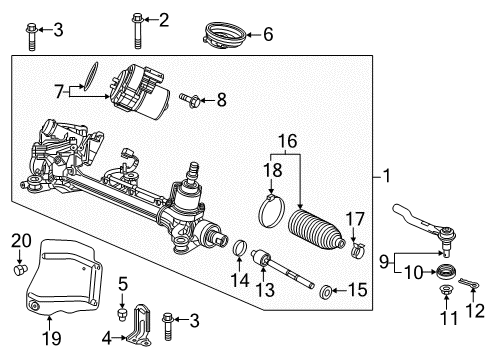 2020 Honda Odyssey Steering Column & Wheel, Steering Gear & Linkage End, Passenger Side Tie Rod Diagram for 53540-THR-A02