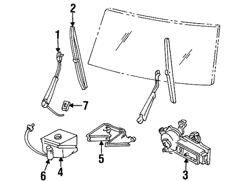 1992 GMC G3500 Wiper & Washer Components Motor Asm, Windshield Wiper Diagram for 12368696