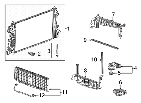 2021 Chevrolet Trailblazer Radiator & Components Lower Bracket Diagram for 42562826