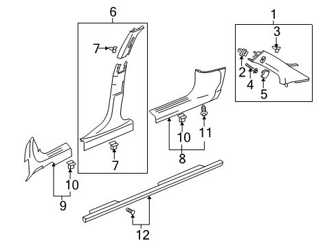 2004 Chevrolet Malibu Interior Trim - Pillars, Rocker & Floor MOLDING, Windshield Garnish Molding Diagram for 22735731