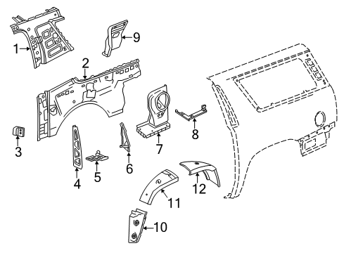 2020 Cadillac Escalade ESV Inner Components - Quarter Panel Uniside Assembly Extension Diagram for 22786531