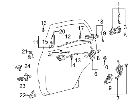 2000 Toyota 4Runner Rear Door Handle, Inside GREY Diagram for 69205-10070-B2