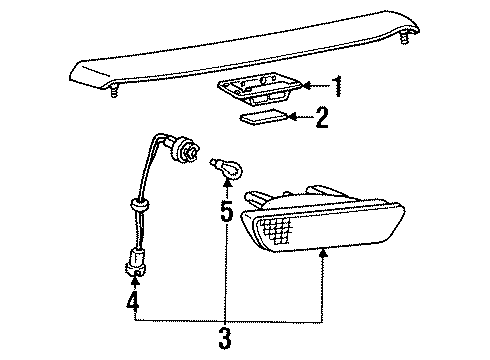 1993 Hyundai Scoupe Bulbs High Mounted Stop Holder & Wiring Assembly Diagram for 92754-24050