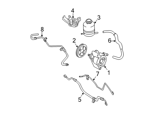 2005 Toyota RAV4 P/S Pump & Hoses, Steering Gear & Linkage Reservoir Hose Diagram for 44348-42050
