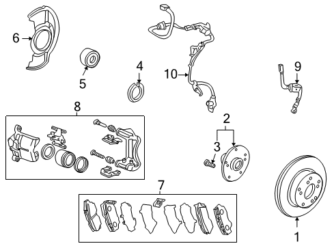 2012 Honda Accord Front Brakes Splash Guard, Front Diagram for 45255-TA0-A00