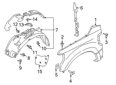 2021 Ford F-250 Super Duty Fender & Components Inner Liner Diagram for HC3Z-16103-F