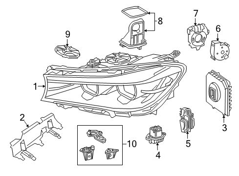 2018 BMW 750i Headlamps High Right Led Headlight Diagram for 63117408706