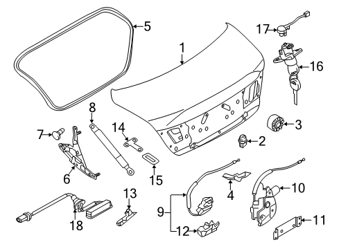 2013 Infiniti M35h Trunk Cover-Lock, Trunk Lid Diagram for 84632-1PM1A