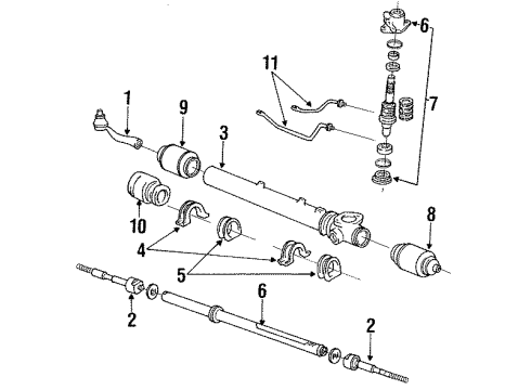 1992 Toyota Previa P/S Pump & Hoses, Steering Gear & Linkage Valve Assembly Diagram for 44210-28150