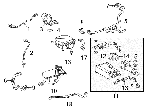 2016 Toyota Camry Emission Components PCV Valve Diagram for 12204-31120