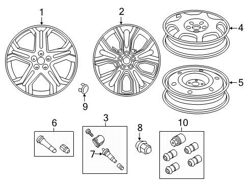 2018 Ford Edge Wheels Wheel, Alloy Diagram for JT4Z-1007-A