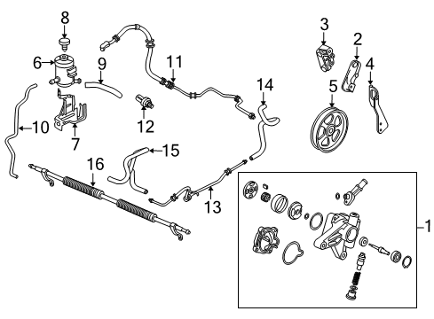 2011 Honda Pilot P/S Pump & Hoses, Steering Gear & Linkage Hose, Oil Cooler Diagram for 53732-SZA-A02