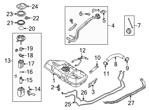 2010 Kia Forte Koup Fuel System Components Tube-Return Diagram for 311421M500