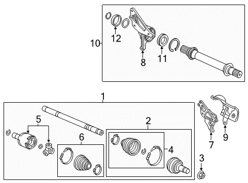 2016 Acura MDX Drive Axles - Front Boot Set, Outboard Diagram for 44018-T2B-305