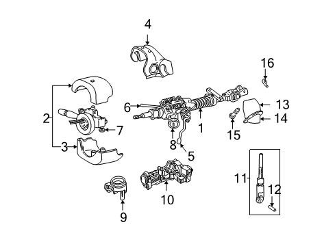 2003 Dodge Grand Caravan Steering Column, Steering Wheel & Trim, Housing & Components, Shaft & Internal Components, Shroud, Switches & Levers Cover-Steering Coupling Diagram for 4680438AD