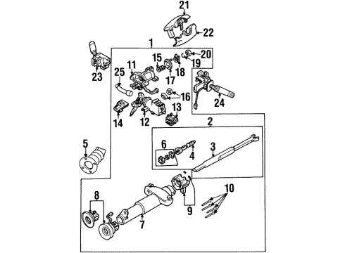 1993 Oldsmobile Achieva Switches Cover Asm-Steering Column Upper Trim *Graphite Diagram for 22565364