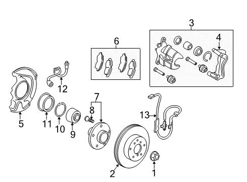 2013 Toyota Camry Front Brakes Mounting, Disc Brake Diagram for 47721-07071