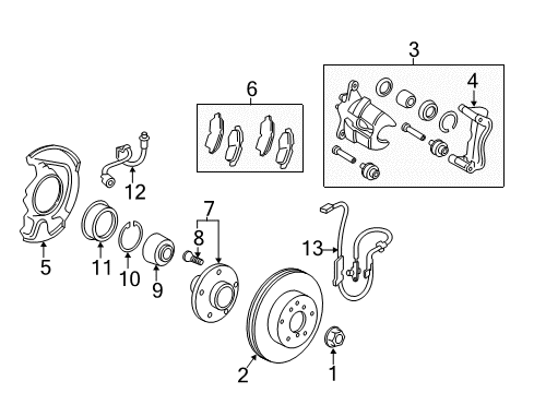 2013 Toyota Camry Front Brakes Sensor, Speed, Front RH Diagram for 89542-06120