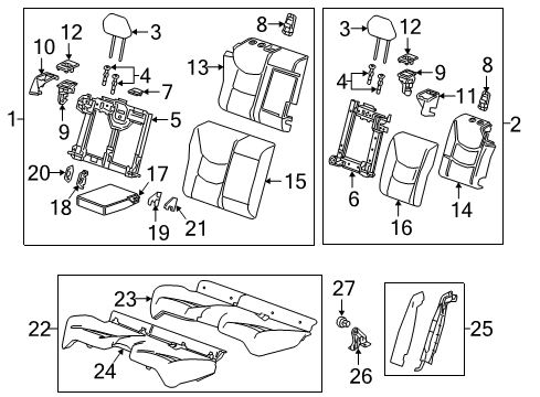 2019 Chevrolet Volt Rear Seat Components Seat Back Frame Bushing Diagram for 13514130