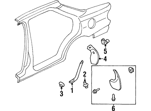 1997 Kia Sephia Exterior Trim - Quarter Panel Rivet Diagram for K992640758