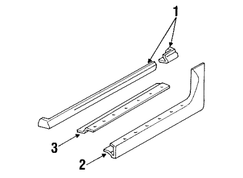 1989 Pontiac Grand Prix Exterior Trim - Pillars, Rocker & Floor Clip-Rocker Panel Molding Diagram for 10091281