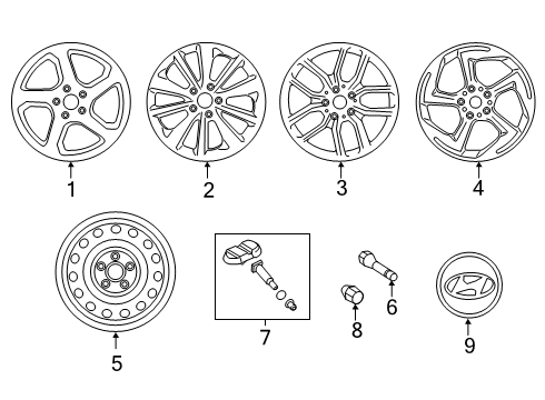 2020 Hyundai Veloster Wheels, Covers & Trim Aluminium Wheel Assembly Diagram for 52910-J3050