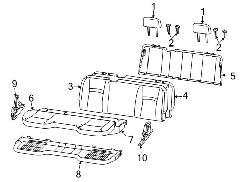 2012 Ram 1500 Rear Seat Components Foam-Seat Back Diagram for 68091608AA