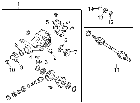 2010 Hyundai Genesis Coupe Drive Axles - Rear Carrier Assembly-Differential Diagram for 53000-25500