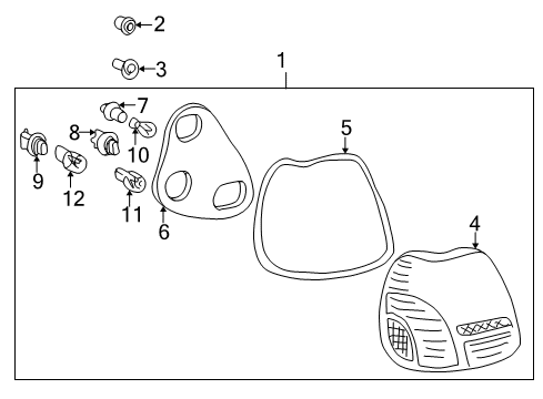 2002 Toyota Echo Bulbs Tail Lamp Assembly Diagram for 81550-52090