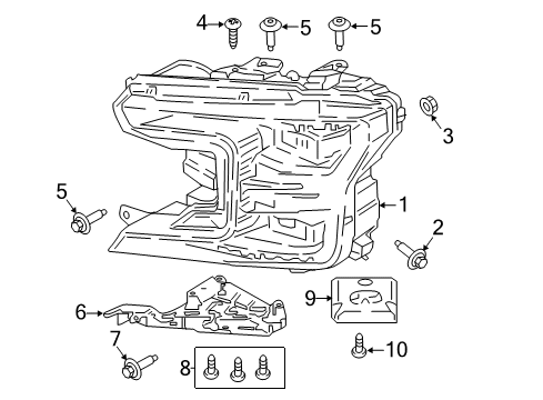 2020 Ford F-150 Headlamps Headlamp Assembly Diagram for JL3Z-13008-AJ