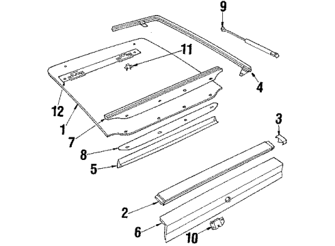 1987 Buick Skyhawk Lift Gate & Hardware, Glass MOTOR ASM Diagram for 20622002