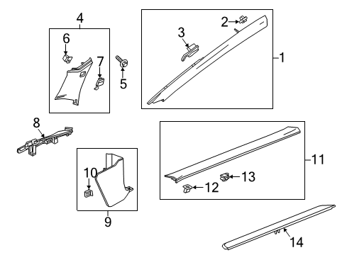 2014 Cadillac ELR Interior Trim - Pillars, Rocker & Floor Sill Plate Diagram for 22908284