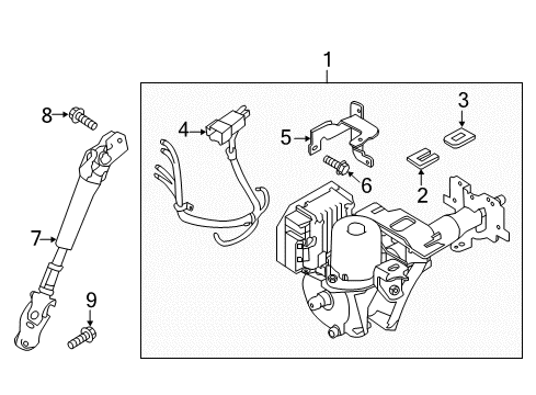 2012 Nissan Leaf Steering Column & Wheel, Steering Gear & Linkage Control Unit Motor Assembly-Eps Diagram for 48811-3NA0B