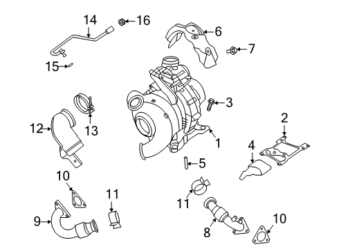2021 Ford F-250 Super Duty Turbocharger Turbocharger Diagram for LC3Z-6K682-A