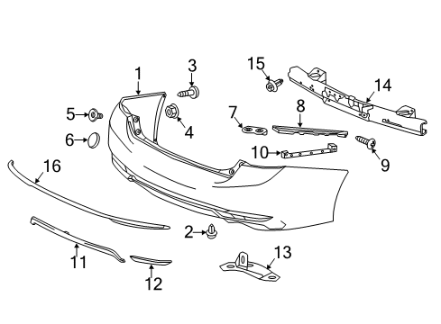 2016 Honda Accord Rear Bumper Garnish, RR. Bumper (Lower) Diagram for 71502-T2F-A50