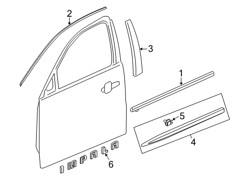 2018 Chevrolet Impala Exterior Trim - Front Door Applique Diagram for 23377432