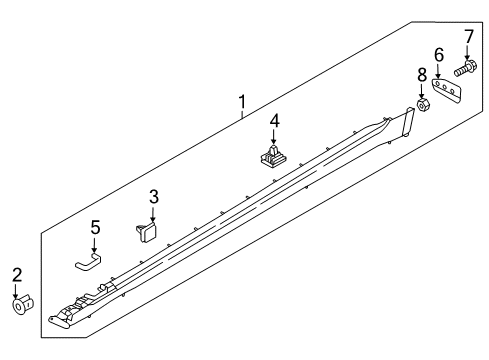 2020 Genesis G80 Exterior Trim - Pillars Moulding Assembly-Side Sill, LH Diagram for 87751-B1001