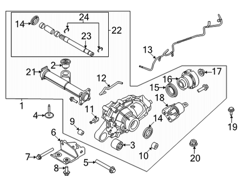 2022 Ford Bronco Carrier & Components - Front Coupling Nut Diagram for AB3Z-00811-C