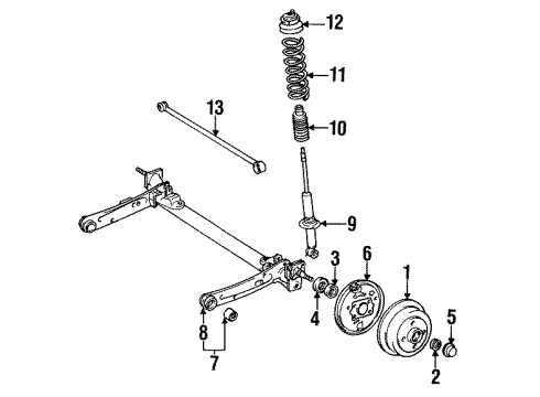 1993 Toyota Paseo Brake Components Splash Shield Diagram for 47781-10070