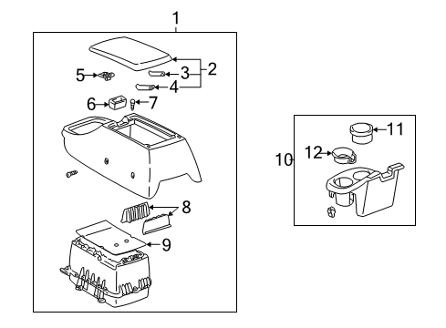 2005 Toyota Tundra Center Console Cup Holder Holder Diagram for 58856-0C010