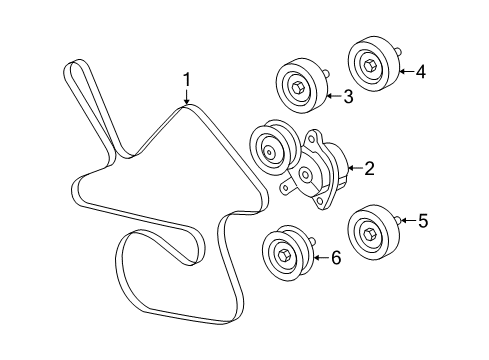 2008 Buick LaCrosse Belts & Pulleys Belt, Water Pump & A/C Compressor & Generator & P/S Pump Diagram for 12584310