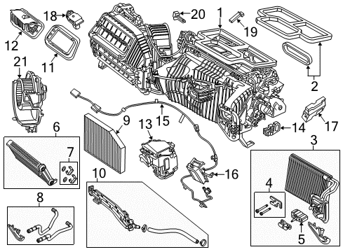 2018 BMW X3 A/C Evaporator & Heater Components Control Unit Air Conditioning Sys. Diagram for 64119473542