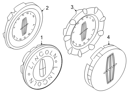 2006 Lincoln Zephyr Wheel Covers & Trim Center Cap Diagram for 4W1Z-1130-A