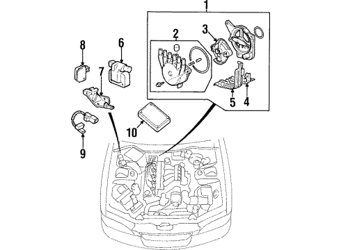 1998 Acura TL Ignition System Coil, Front Ignition (Torque Converter-2 2A) Diagram for 30520-PR7-A33