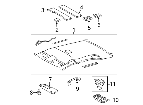 2011 Toyota Camry Interior Trim - Roof Headliner Silencer Diagram for 63344-33070