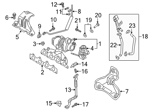 2018 Hyundai Tucson Turbocharger Pipe & Hose Assembly-Turbo Changer WATERFEED Diagram for 28235-2B720