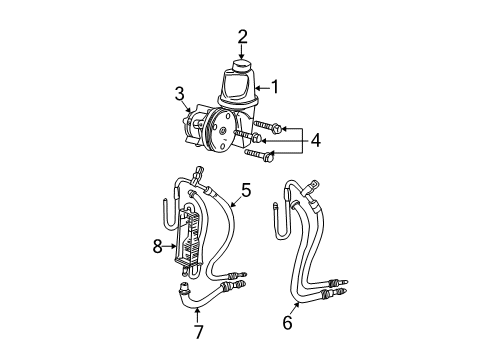 2005 Dodge Dakota P/S Pump & Hoses, Steering Gear & Linkage Line-Power Steering Return Diagram for 52013464AF