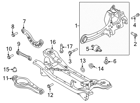 2018 Ford Focus Rear Suspension Components, Lower Control Arm, Upper Control Arm, Stabilizer Bar Knuckle Diagram for BV6Z-5A968-A